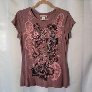 Glittery Floral Tee (Size XL)